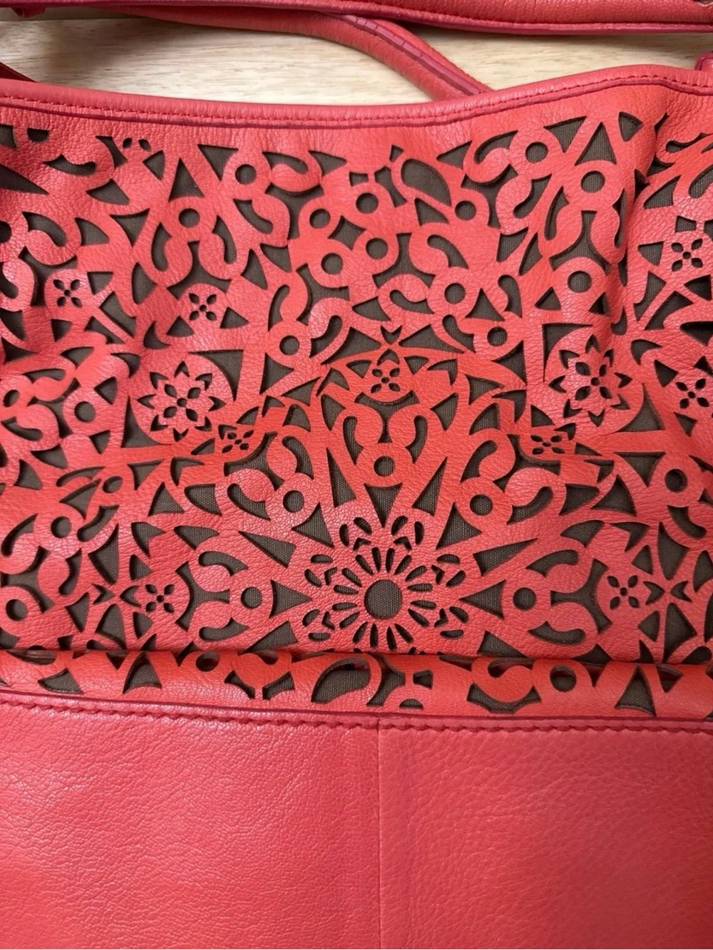 Isabella Fiore Large Laser-Cut Tote Bag – Coral Pink